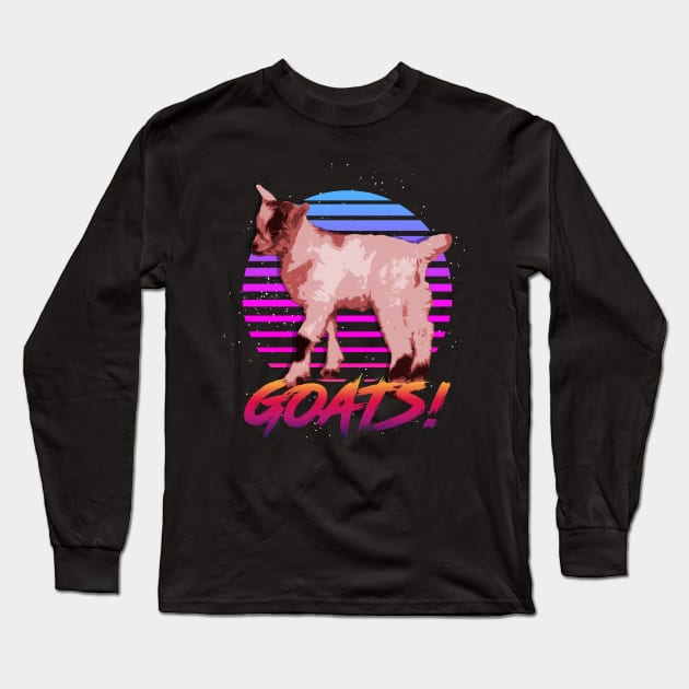 Goats Retrowave Outrunner Long Sleeve T-Shirt by StupidHead